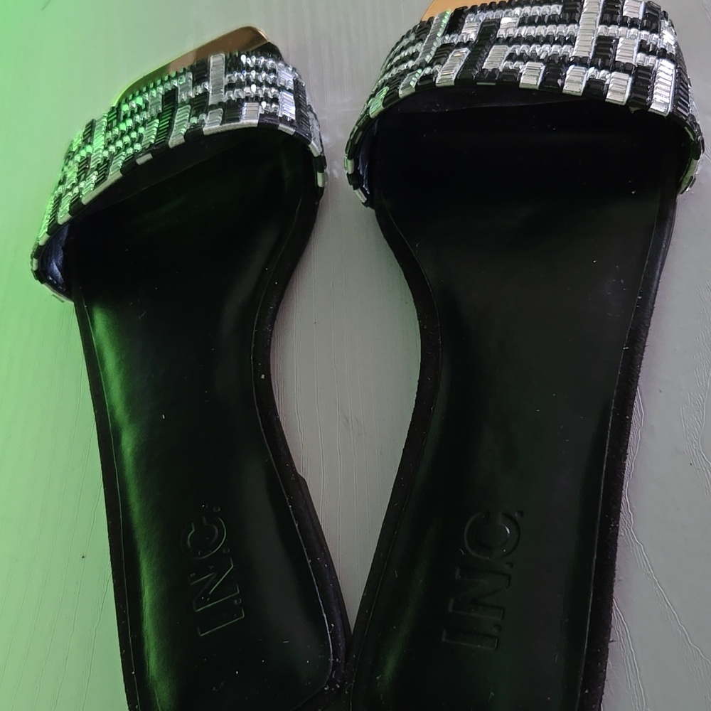 INC International Concepts Women's Black and Silver Slide Sandals - Picture 4 of 5